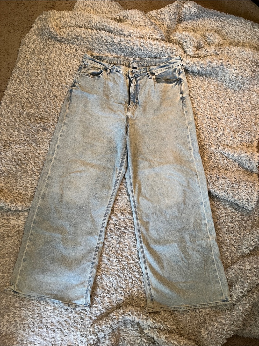 American Eagle Outfitters Light Blue Wide-Leg Jeans